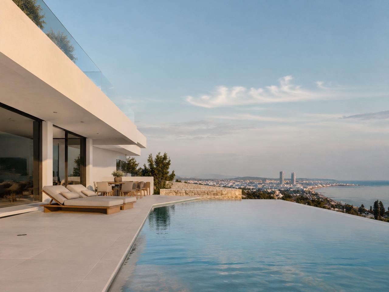 Hillside villa with infinity pool overlooking Limassol